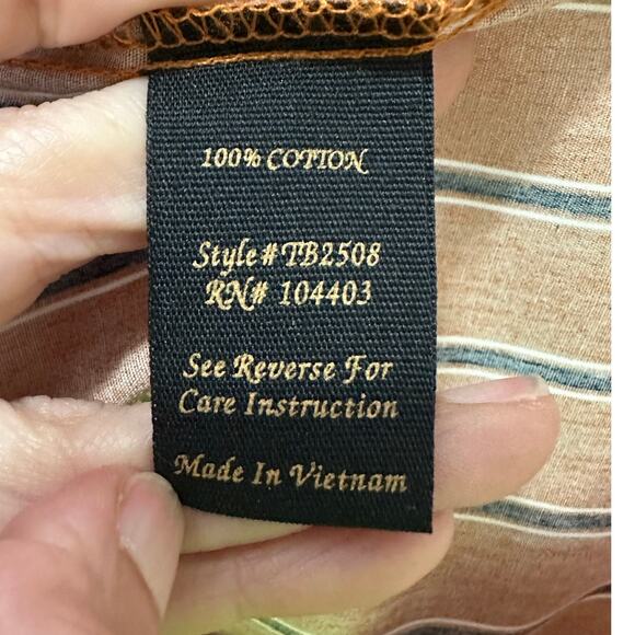 Mine brown black stripes off shoulder peasant top size Large - Picture 4 of 10